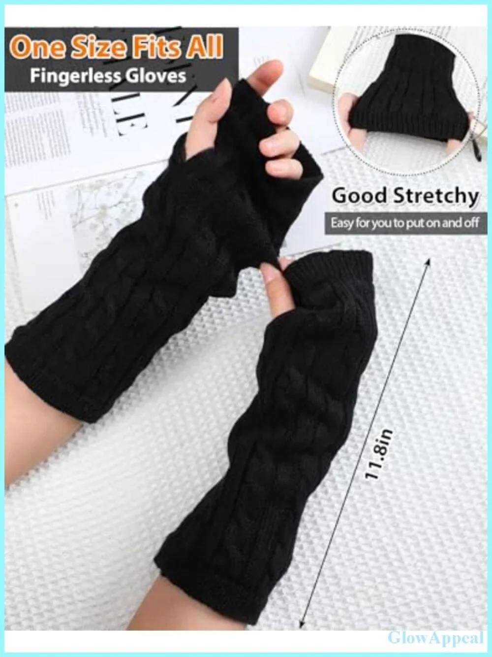 4 Pairs Fleece Lined Arm Warmers Fingerless Gloves for Women Winter Knit